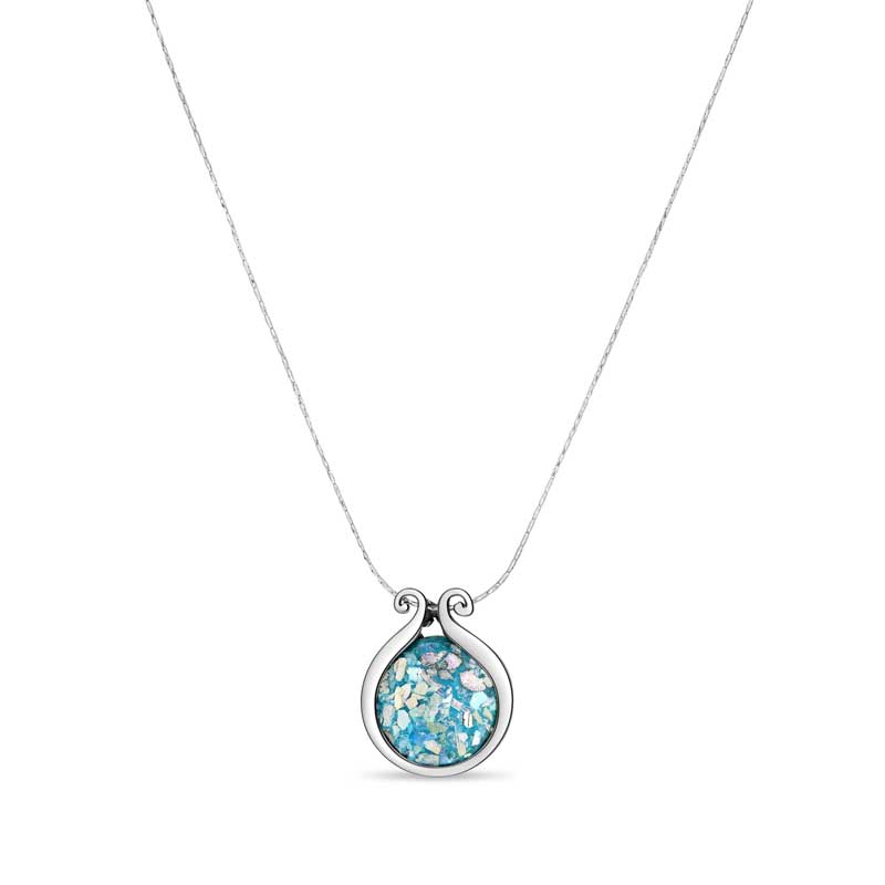 Blue Roman Glass Necklace